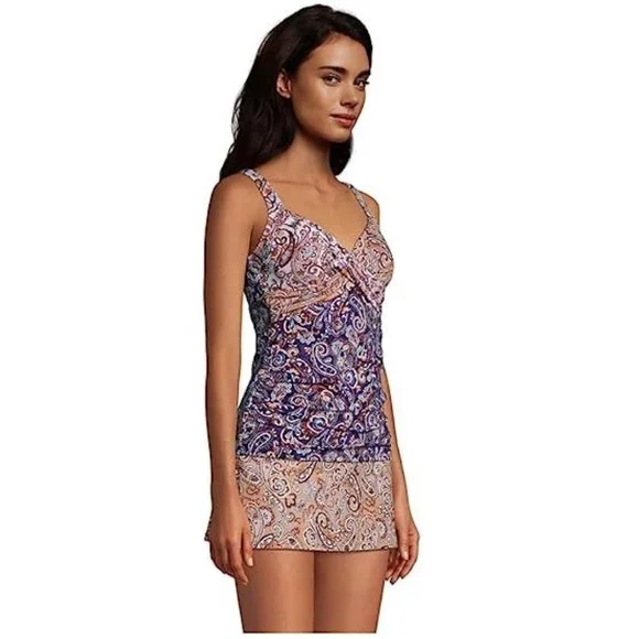 NWT Lands' End Women's Underwire Wrap Tankini Swim Top Size 16W $120 GG291 - Picture 2 of 4